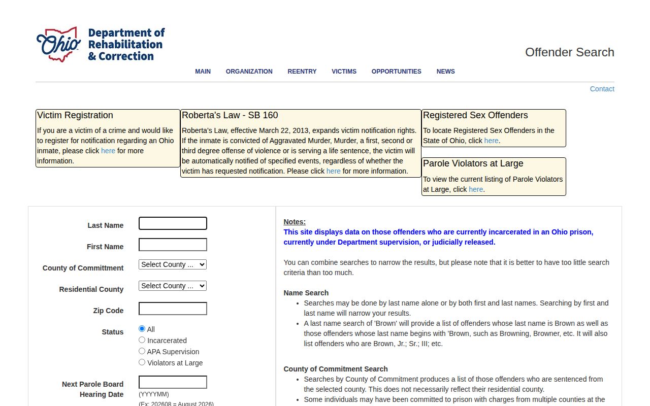 Ohio DRC offender search for Fulton County state prison records